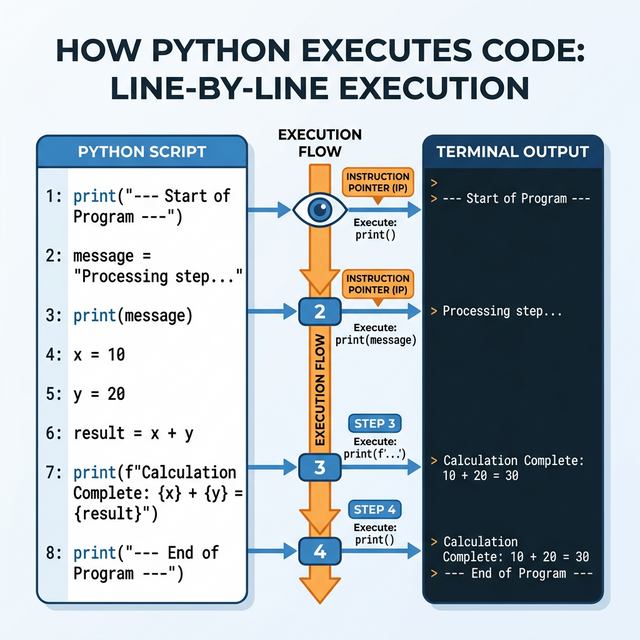 How Python Executes Code — Line-by-Line Execution Flow