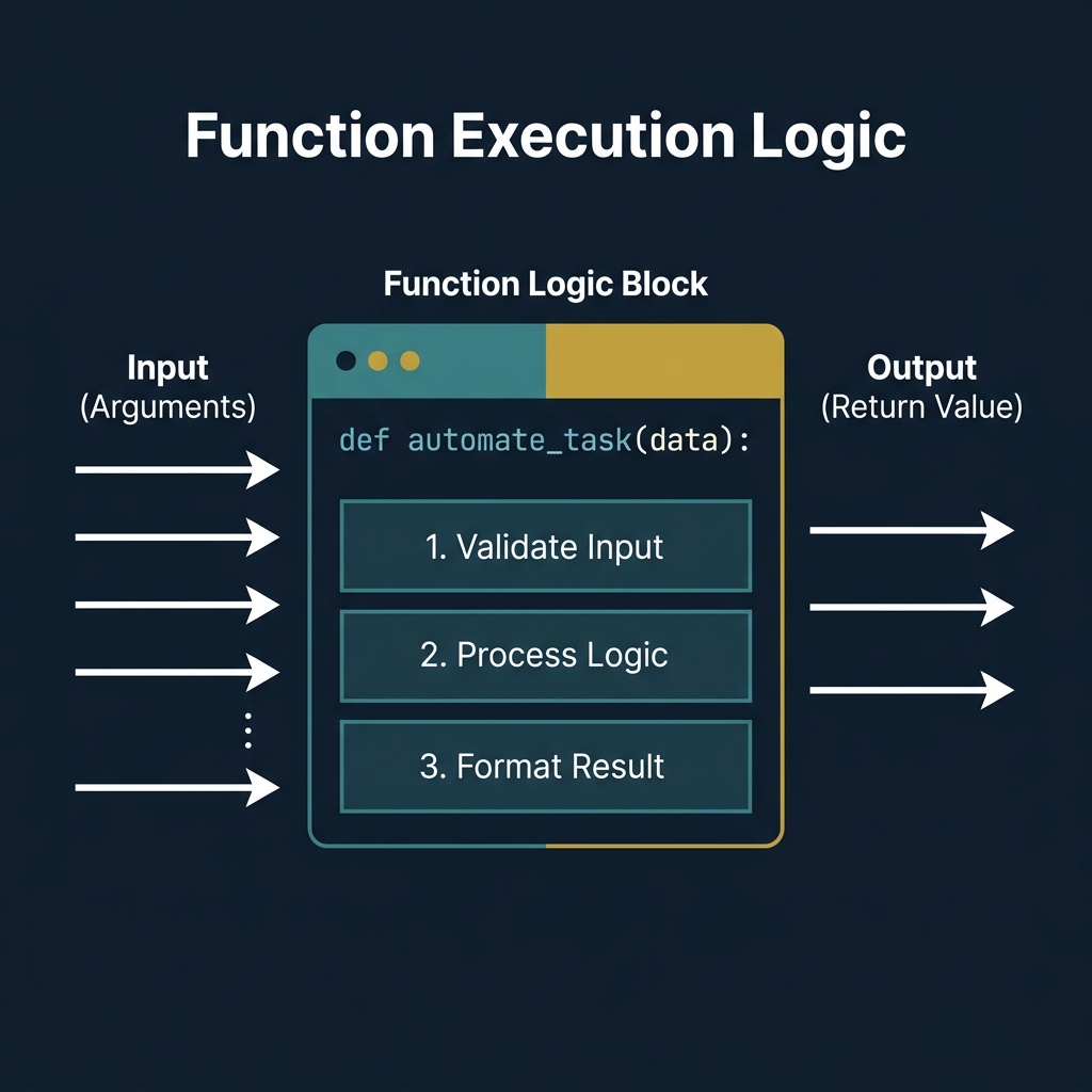 Function Execution Logic — Technical visualization of input-processing-output flow