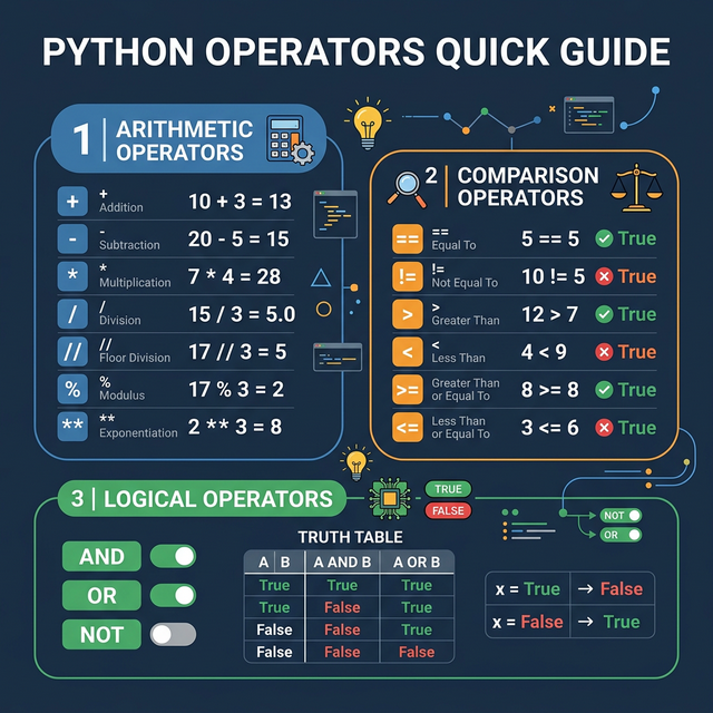 Python Operators Overview — Arithmetic, Comparison, and Logic