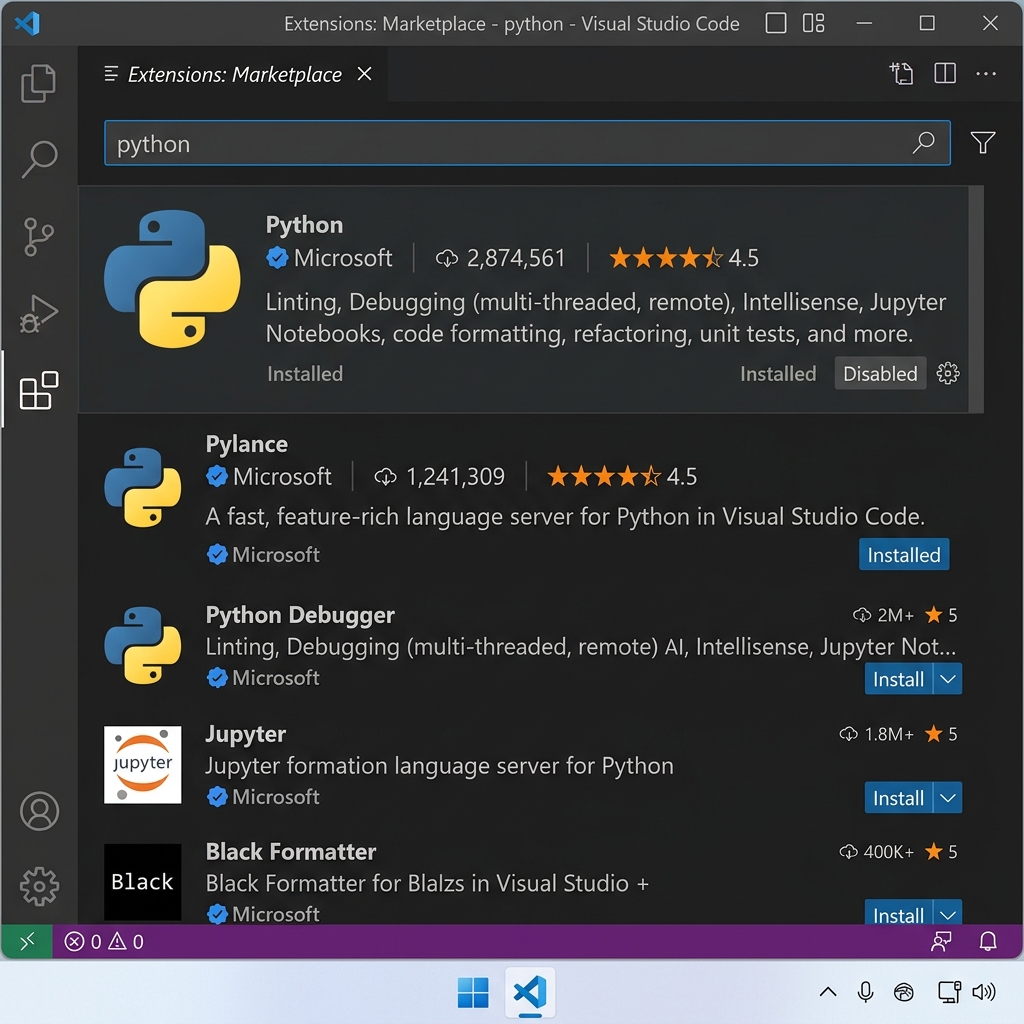 VS Code Python Extensions — Essential marketplace items for automation engineers